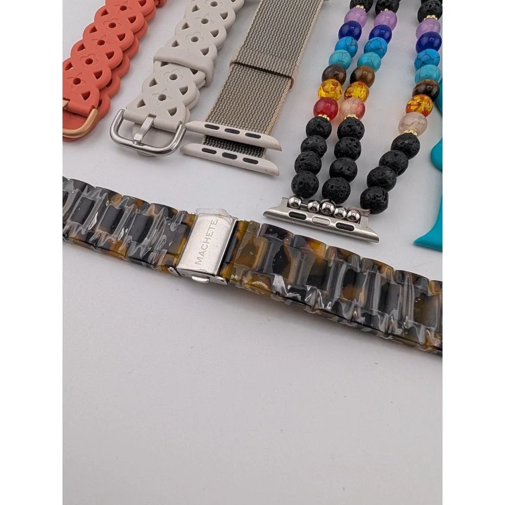 Apple Watch Band Lot of 12 - Beaded, Silicone, Stretch, Link 42,44,45mm